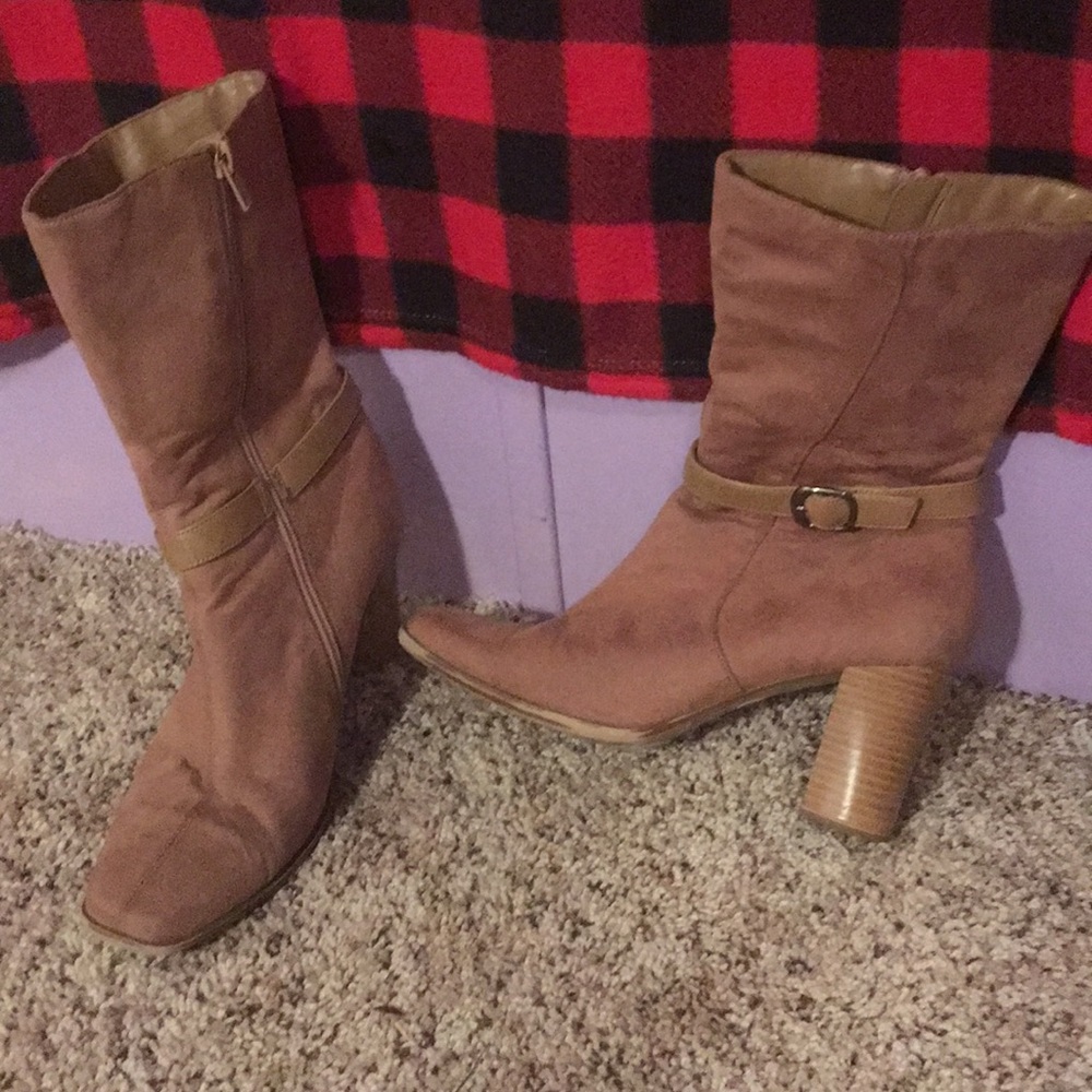 High heel brown boots